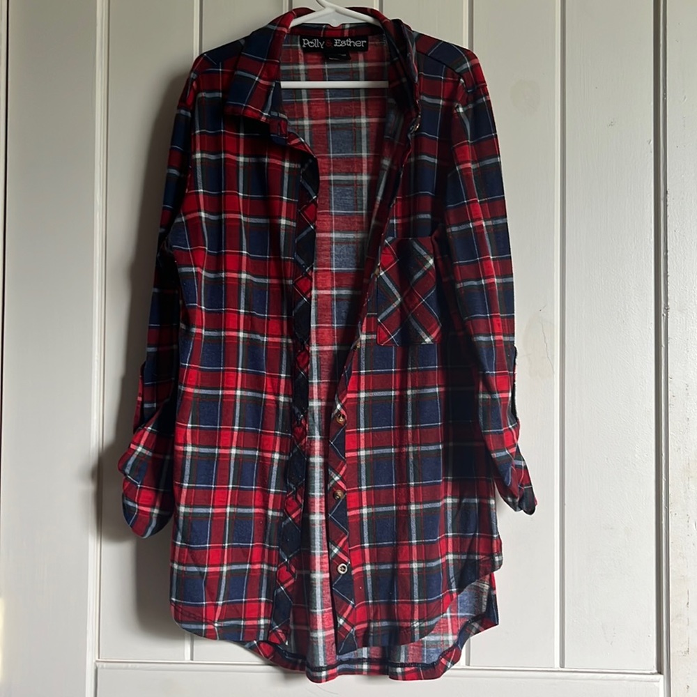 Half sleeve plaid button up shirt. Multi color